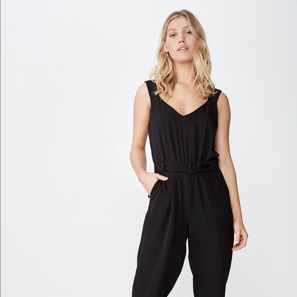 Black belted jumpsuit